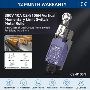 High Voltage 380V CZ 8105N Vertical Limit Switch 10A Momentary Metal Roller Lever Position Switch for Elevator Control System