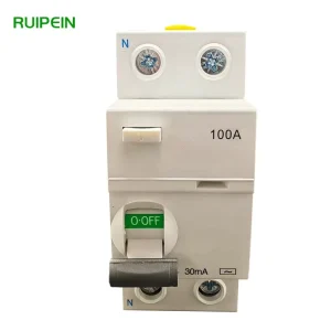 Hot Selling RUIPEIN AC230V RCCB 2P 100A Operating Current 30mA Residual Current 6kA Breaking Capacity ABS+PC Material Din Rail