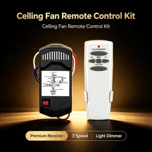 Household Ceiling Fan Wireless Remote Control Kit 3 Speed Modes Light Dimming Switch 30m Control Distance 5 Buttons ABS Silicone