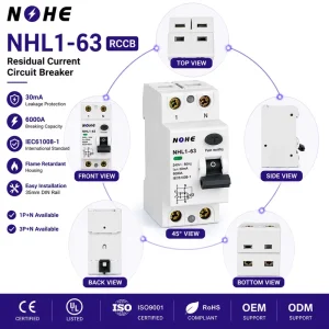 Household Safety Home Electrical Protection 1P+N 3P+N 16A 25A 40A 63A 6kA RCCB Residual Current Circuit Breaker
