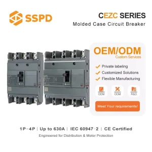 IEC60947 Standard 250A Moulded Case Circuit Breaker 3P 440V 36kA Thermal Magnetic Trip Unit AC50 60Hz