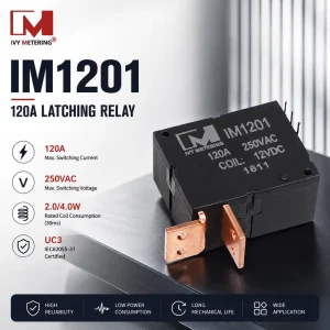 IM1201 120A 250VAC Single Dual Coil Bistable Latching Relay with IEC62055-31 UC3 Certified