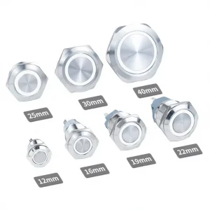IP16/IP65/IP66/IP67 Waterproof Switch 3~6V Metal Push Button LED Ring/Power Light Momentary Switch