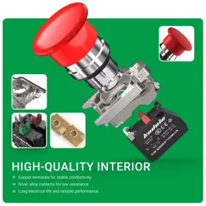 IP40 10A 600V Button Switch XB4 BC35 BC45 Metal Mushroom Head
