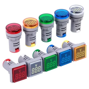 IP55 Rated Flame Retardant Plastic 230V Mini Digital AD16-22DSV Current Voltage Meter with LED Display Signal Indicator Light