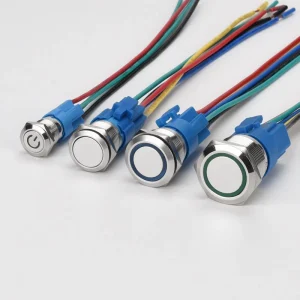 IP65 Waterproof 12 16 19 22MM Flat Push Button Switches Stainless Steel Electronic 250V Pre Wired Connector Momentary Latching