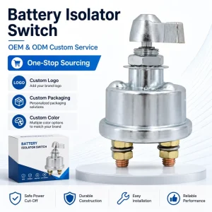 IP67 6-36V Master Battery Disconnect Switch Kill Cut Isolator 125A High Current DPST 2-Position Auto Switch Heavy Duty