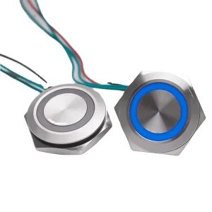 IP67 Waterproof Aluminum 2NO Momentary Anti Vandal LED Illuminated Round Panel Mount Push Button Switch