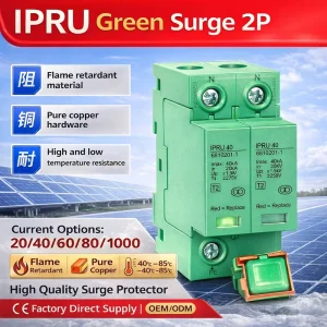 IPRU 40 Surge Protector AC/DC Green Lightning Protection SPD for Photovoltaics Industry Electricity Applications