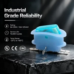 Illuminated Rocker Switch KCD1-106NC 6A 250VAC 4 Pin ON-OFF Light Blue Translucent SPST IP40 Power Toggle for CE CQC Certified