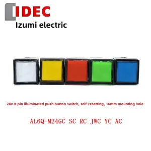 Illuminated square Head Push-button Switch 16 mm Diameter AL6Q-M24GC R Y S W Multiple Colors Available 24V