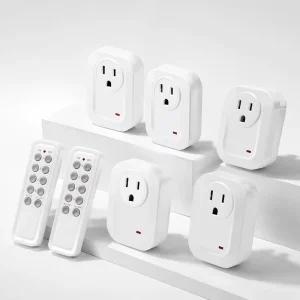 Indoor Remote Control Outlet Plug US Standard On Off Light Switch Kit with 5 Outlets and 2 Remotes