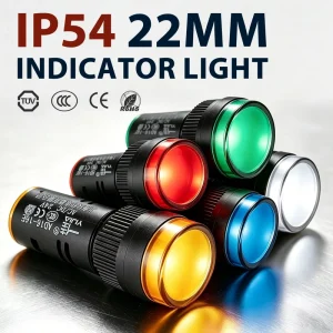 Industrial Control Panel LED Pilot Light 22mm 5 Colors 6V 12V 24V 110V 220V IP54 Screw Terminal Plastic Push Button Switches