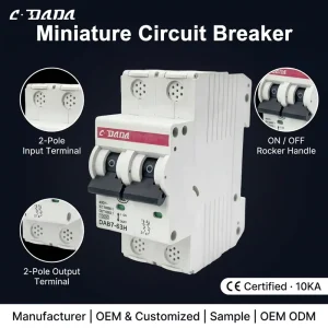 Industrial Controls CDADA DAB7-63 2P Miniature Circuit Breaker for 250V Rated 4.5KA Breaking Capacity