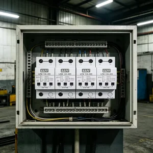 Industrial Electronic Surge Voltage Protector 4P T2 SPD AC 230V 40kA IP20 Lightning Surge Protection Device for Solar System