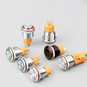 Industrial Grade 19A 19mm 3A Push Button Switch 1NO1NC Stainless Steel Brass 220V IP65 Ring Illuminated Home Appliance