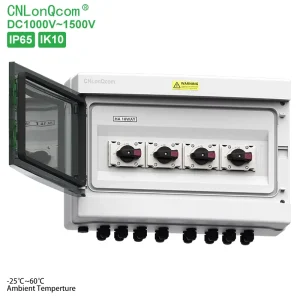 Industrial Plastic IP65 DC1200V 4 Strings Solar Disconnect Switch Isolator Junction Box 4in 4out for Solar Panel