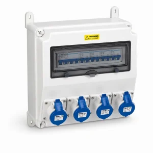 Industrial Power Distribution Box 3 Phase 400V 40A 4 Way Mobile IP44 Outdoor PE OEM Biometric Lock