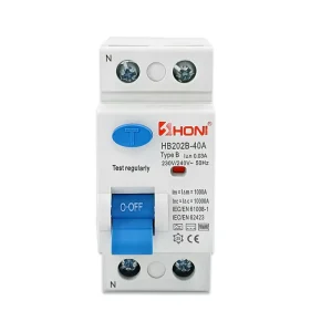 Industrial Solar System Type B RCCB 2P 63A 30mA 100mA 300mA Residual Current Smart Circuit Breaker 10kA Breaking Capacity