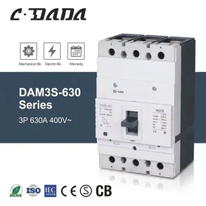 Industrial controls DAM3 630 Molded Case Circuit Breaker 3 4 Poles 400A 500A 630A 400 690V AC Overvoltage Protection