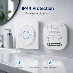 Intellect Wireless Remote Control Home Light Switches 3 Gang IP44 Waterproof ABS PC Material Wall Switch 10A RF433