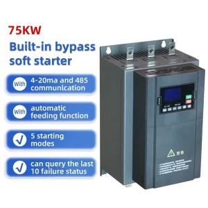 Intelligent Built in Bypass Soft Starter 75KW Solid State VFD with RS485 Communication and IP20 Enclosure for 3 Phase AC Motors