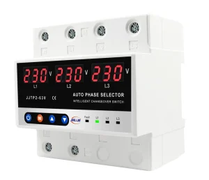 JJTP2 63V Auto Phase Selector Three Phase Recovery Protection 63A Intelligent Changeover Switch Adjustable Voltage Protector