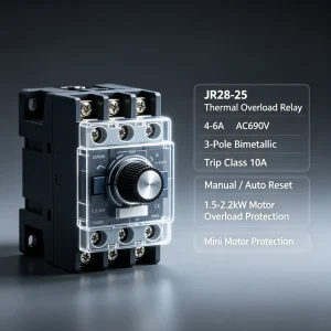 JR28 25 3 Phase Bimetallic Thermal Overload Relay Adjustable Current 4 6A Rated Voltage AC690V for Distribution Protection