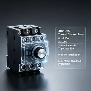 JRS1Dsp-25 Bimetallic Thermal Overload Relay with Phase Loss Protection and Auto Reset Rated Current 0.1-0.16A AC690V