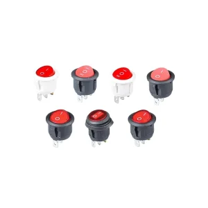 KCD1 Round Black Red Blue Green Boat Circular Switch 250VAC Mini Single Pole Rocker Switch 23mm