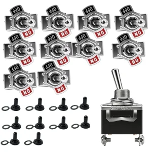 KN3C-101 SPST Rocker Toggle Switch 15A 250V / 20A 125V 2 Terminal on Off Power Button Switches with Waterproof Cover Cap