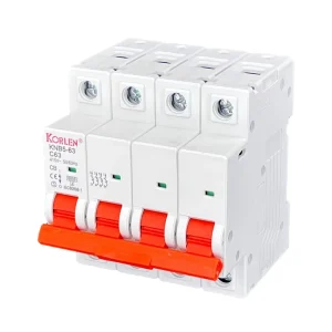 KORLEN 1P AC MCB C Type 240 415V 50Hz 60Hz Mini Circuit Breaker DIN Rail Mounting PA66 Material 6kA Breaking Capacity 3A 63A