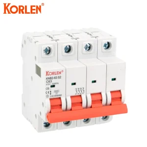 KORLEN 4 Pole 6KA DIN Rail MCB Miniature Circuit Breaker PA66 Material CE CB Certified Solar PV System AC Breaker 240/415V