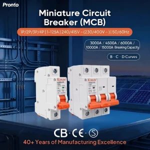 KORLEN AC Mini Circuit Breaker (MCB) with Overload Protector DIN Rail Mounting 6kA Breaking Capacity CE Certified PA66 Material