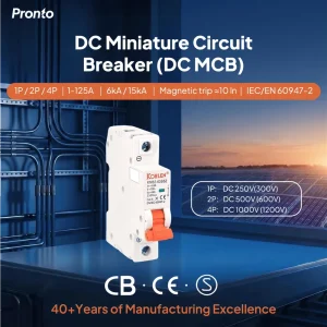KORLEN DC MCB Type C 1P 6kA 250V Solar Breakers DIN Rail PA66 Miniature Circuit Breaker
