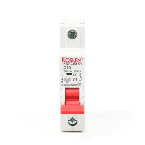 KORLEN KNB2 63S1 240 415V 1P Miniature Circuit Breaker (MCB) DIN Rail Mounting PA66 CE CB Certified 4.5kA Breaking Capacity