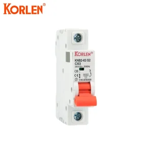 KORLEN KNB2 63S2 6KA C Type 1P 32A DIN Rail PA66 Circuit Breaker 62Amp AC MCB for PV System