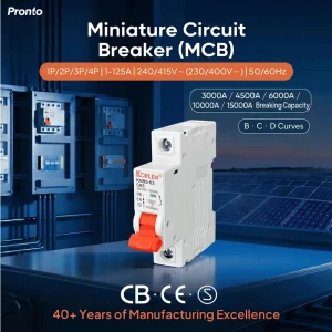 KORLEN Mini Circuit Breaker 1P 1 63A C Curve DIN Rail AC 6kA Breaking Capacity CE Certified PA66 Material