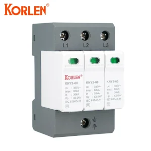 KORLEN T2 AC SPD 30-60kA 3P Low Voltage Surge Protector Device Lightning Protection Solar System Electronic Equipment Model
