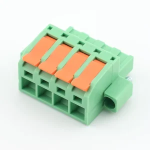 Kuishen Screwless Pluggable 4-Position Terminal Block Green Lever 2-24 Pin Quick Push-in PCB Wire Connector 300V 16A