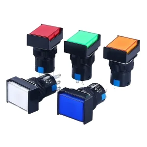 LA16 Rectangular Pushbutton Switch 5 Colors Momentary Latching 3Pin 5Pin Illuminated Non Illuminated