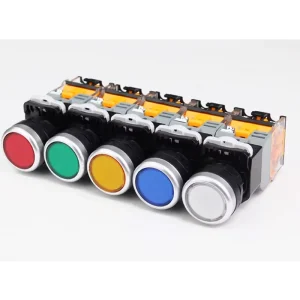 LA38 Type Automatic Reset LED 22mm Flush Illuminated Push Button Switches Plastic Round Head IP65 10A Max. Current 2NO 380V