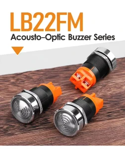 LANBOO Acousto-optic Buzzer Series Metal Head Retardant Shell DC5V 12V 24V AC220V IP65 70-100dB 6 16mm Standard Mount