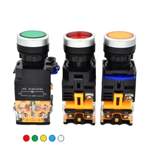 LAY50-22D-11/LAY50-22D-11D LA38-11 22mm Flat Head Push Button Switch Momentary or Latch Illuminated Push Button Switch