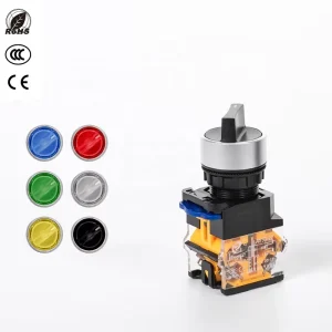 LAY50-22DX-11X 22mm Selector Button Knob Momentary Self-reset or Maintained Latch Self-lock LA38-11X Metal Cap Rotary Switch