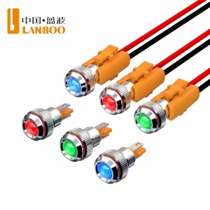 LB 8A 8mm 2pin IP65 Metal Q Ball Head LED Indicator Light Full Circle Luminescence 4 Color 220V for Industrial Automation