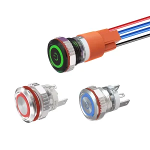 LB16E3 Short Push-button Switch 16A High Current Mounting Panel Thickness ≤5mm Includes Indicator Light And Connector