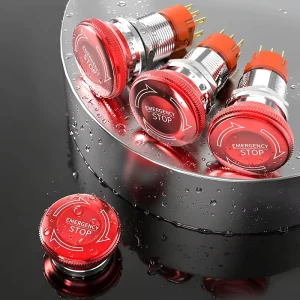 LB19M5.1 22M5.1 Metal Emergency Stop Button Switch 1NO1NC 2NO2NC Latching No Lamp Type Stainless Steel Shell