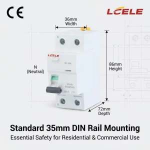 LCELE MCB Miniature Circuit Breaker 1P+N 1A 63A AC Residual Current Circuit Breaker CE for for Electronic Equipment