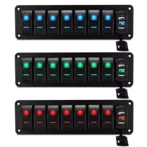 LED 12V 24V on OFF TOGGLE ROCKER SWITCH PANEL DUAL USB CAR MARINE BOAT